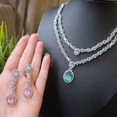 Vera - Mint and Pink Quartz Necklace Set