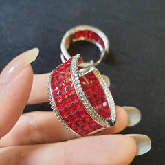 Garnet Red Stud Earrings