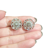 White Cubic Zirconia Stud Earrings - White Gold Plated