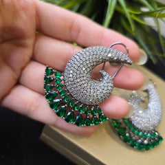 Ibba - Emerald Green & White Cubic Zirconia Earrings