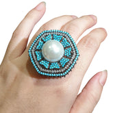Aqua Blue Size Adjustable Ring