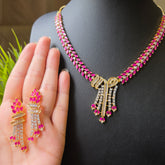Myla - Rubies Gold Necklace Set with Earrings