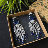 Lily - Sapphire Blue & White Cubic Zirconia Dangle Earrings