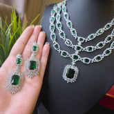 Aven - Bespoke Emerald Green Statement Necklace Set with Earrings