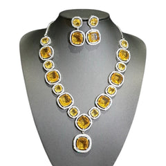 Yellow Citrine Necklace Set