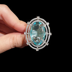 Aquamarine Size Adjustable Ring