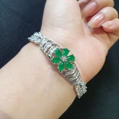 Floral Emerald Green Openable Bangle
