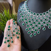 Eden - Bespoke Emerald Statement Necklace Set with Earrings & Tika