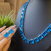 Evie - Aquamarines Blue Necklace Set with Earrings