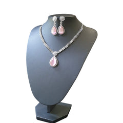 Pink Quartz Necklace Set with Tikka