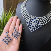 Freya - Bespoke Sapphire Blue Necklace Set with Earrings