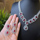 Zoyi - Ruby Red Necklace Set with Earrings