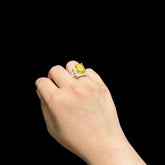 925 Silver Womens Ring With Lab Made Yellow Topaz (Size: M)