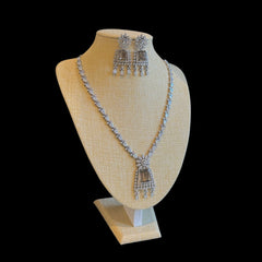 Smokey Brown Necklace Set - Black Polish Oxidised