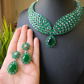 Kaya - Bespoke Emerald Green Necklace Set with Earrings