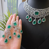 Mishi - Emerald Doublet Choker Necklace Set with Earrings
