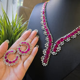 Iris - Rubies Gold Necklace Set with Earrings