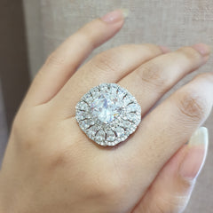 White Cubic Zirconia Size Adjustable Ring