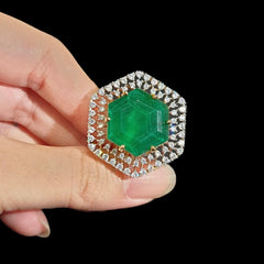 Columbian Lab Grown Emerald Size Adjustable Ring