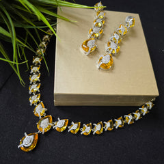 Ayra - Yellow Citrine Necklace Set With Earrings