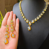 Ayra - Yellow Citrine Necklace Set With Earrings