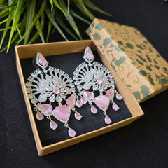 Ferry - Pink & White Cubic Zirconia Dangle Earrings