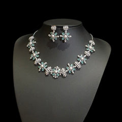 Lab-Grown Emerald Necklace Set – White Gold Plated with Cubic Zirconia & Pearls