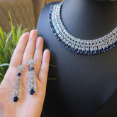 Rena - Sapphire Blue Necklace Set with Earrings
