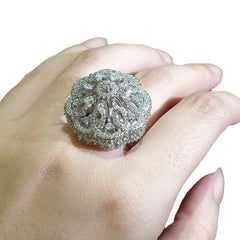 White Cubic Zirconia Size Adjustable Ring