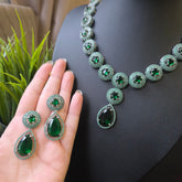 Lana - Bespoke Emerald & CZ Necklace Set with Earrings