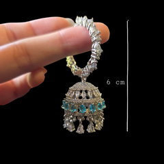 Rina - Aquamarines Necklace Set with Earrings and Tikka