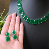 Krissy - Celestial Deep Emerald Green Necklace Set with Earrings