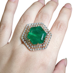Columbian Lab Grown Emerald Size Adjustable Ring