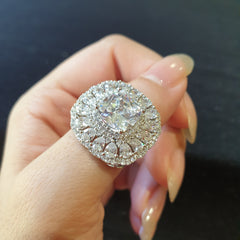 White Cubic Zirconia Size Adjustable Ring