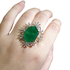 Lab Grown Emerald Size Adjustable Ring