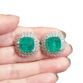 Mint Quartz Stud Earrings with Cubic Zirconia - White Gold Plated