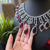 Valentia - Ruby Red Necklace Set with Earrings