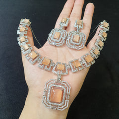 Peach Quartz Necklace Set