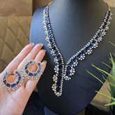 Iris - Blue Sapphire Gold Necklace Set