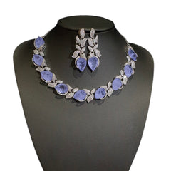 Lab Grown Srilankan Sapphire Necklace Set