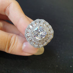 White Cubic Zirconia Size Adjustable Ring