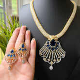Remi - Gold Sapphire Blue Pendant Set with Earrings