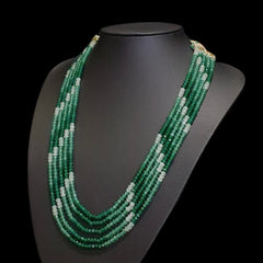 Real Tourmaline Light And Dark Green 5 Layers String (Maala) Size Adjustable
