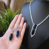 Sila - Sapphire Blue Necklace Set with Earrings