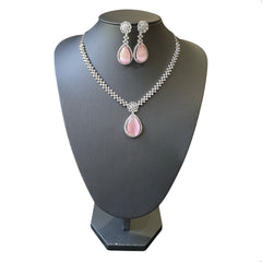 Pink Quartz Necklace Set with Tikka