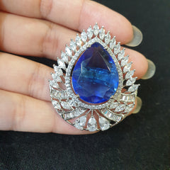 Vivid Blue Sapphire Pear Cut Size Adjustable Ring