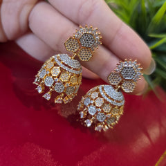 Layla - Traditional Gold & Silver Cubic Zirconia Jhumki Earrings