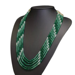 Real Tourmaline Light And Dark Green 5 Layers String (Maala) Size Adjustable