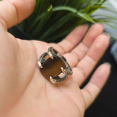 925 Silver Turkish Mens Ring With Tiger's Eye Gemstone (Size: S) Hallmarked