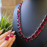 Evie - Red Rubies Necklace Set with Earrings